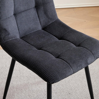 Moderner Esszimmerstuhl Set 8er – Bequemer Cord Sitz Schwarz