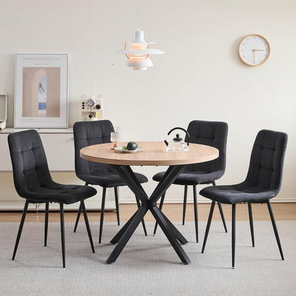 Moderner Esszimmerstuhl 6er-Set mit Cordpolsterung Schwarz