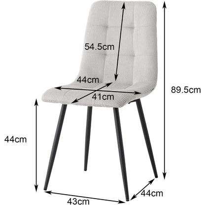 Moderner Esszimmerstuhl Set (8) – Grau Cord Polster