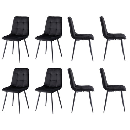 8 Esszimmerstühle mit Samtbezug & Metallbeinen Schwarz