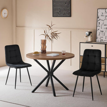 8 Esszimmerstühle mit Samtbezug & Metallbeinen Schwarz