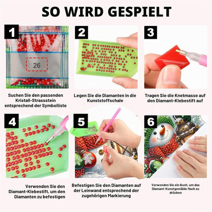 Diamant Painting Anhänger Schneemann mit Laterne – Weihnachtliches DIY Set