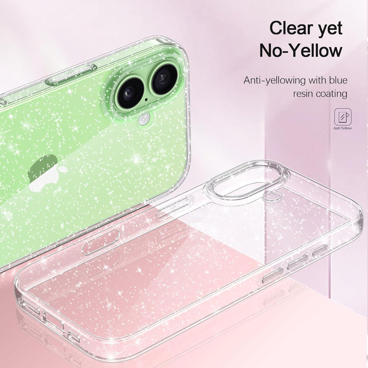 iPhone 17 Hülle Klar Glitzer mit 2x Schutzfolie
