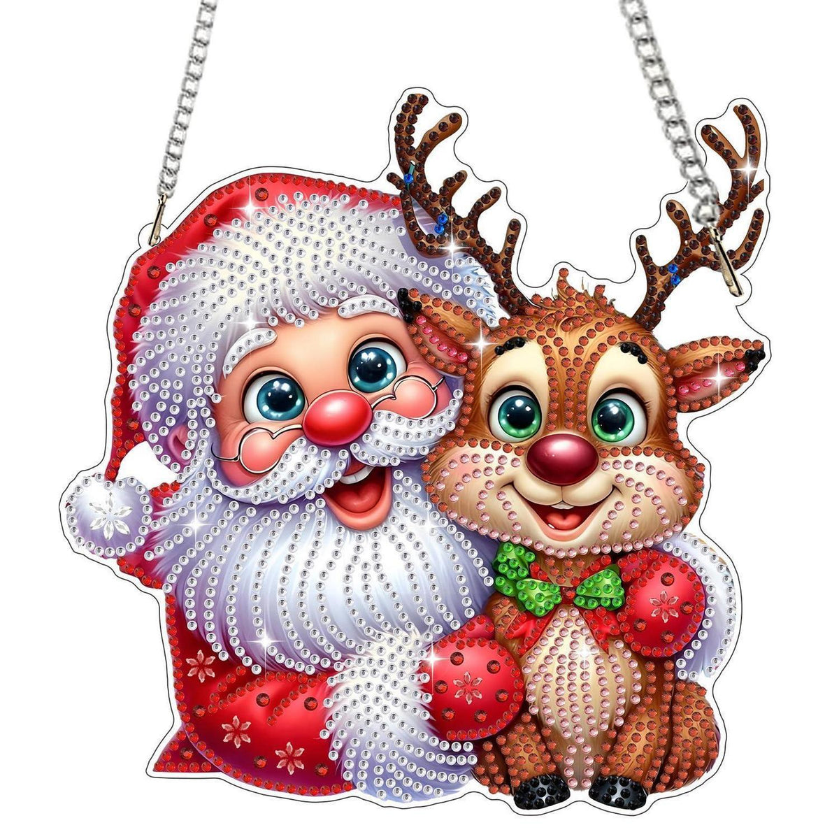 Diamant Painting Weihnachtsmann & Rentiere – Fensterdeko DIY Set