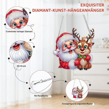 Diamant Painting Weihnachtsmann & Rentiere – Fensterdeko DIY Set
