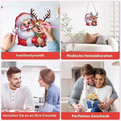 Diamant Painting Weihnachtsmann & Rentiere – Fensterdeko DIY Set