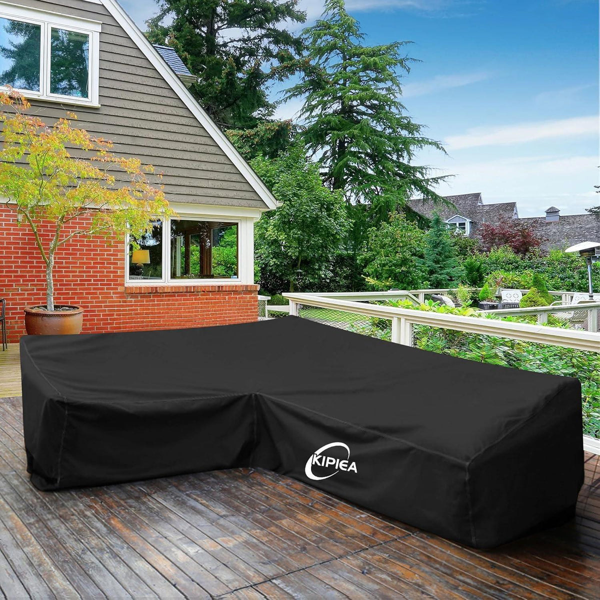 L-Form Abdeckplane Gartenmöbel Winterfest 305x305x85cm