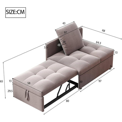 3-in-1 Schlafsofa mit Leinenstoff & verstellbarer Rückenlehne (Grau)