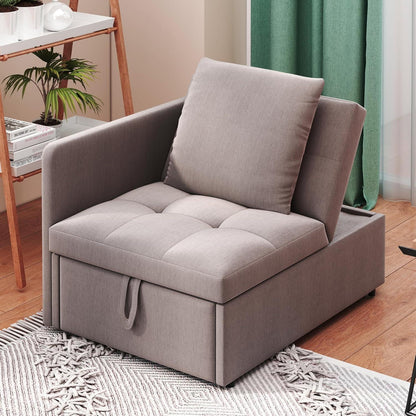 3-in-1 Schlafsofa mit Leinenstoff & verstellbarer Rückenlehne (Grau)