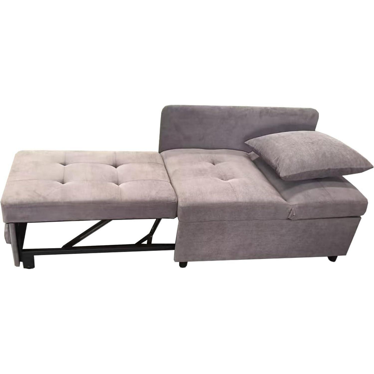 3-in-1 Schlafsofa mit Leinenstoff & verstellbarer Rückenlehne (Grau)