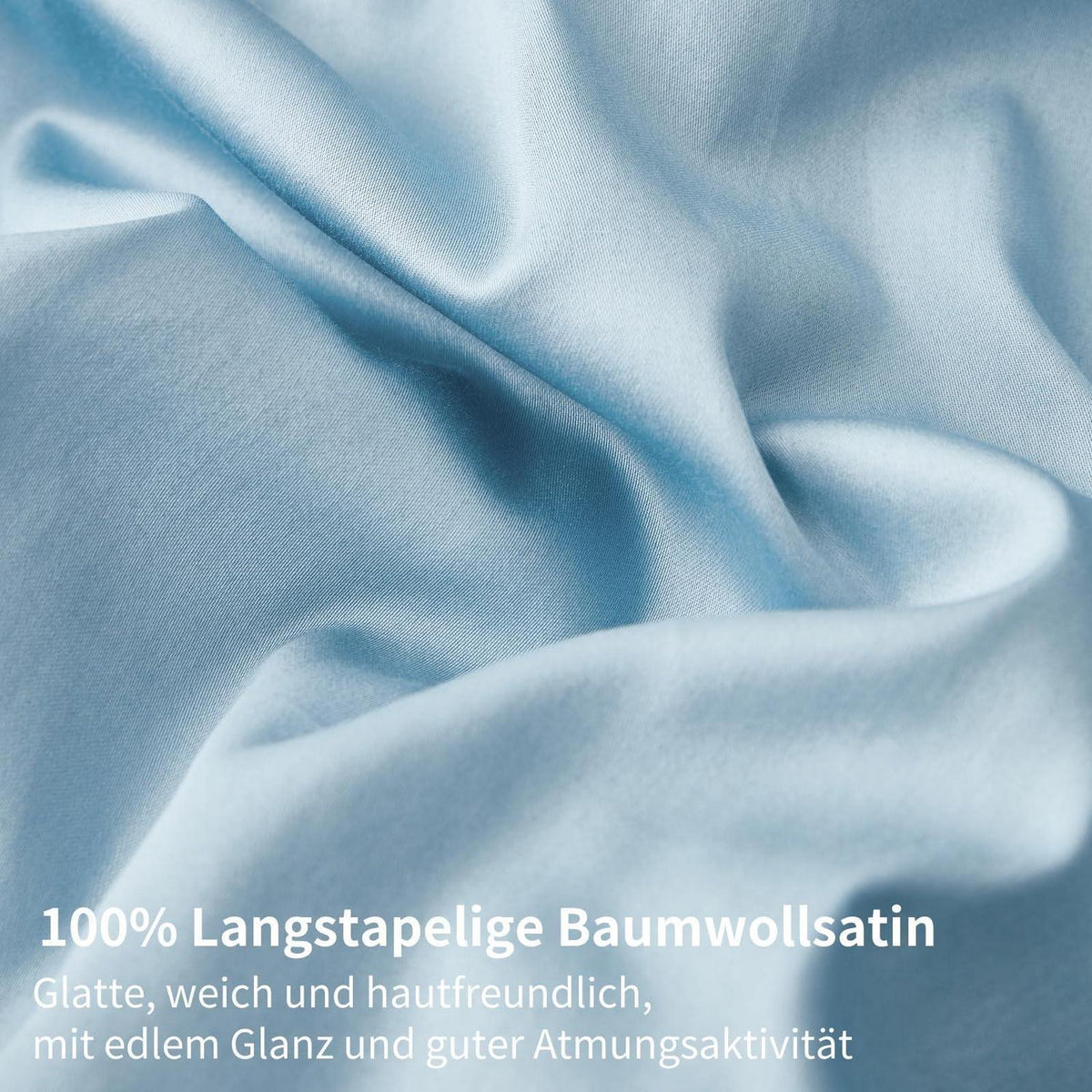 Mako Satin Bettwäsche Set 220x240 Hellblau – Weich & Kühlend