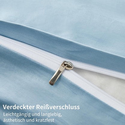 Mako Satin Bettwäsche Set 220x240 Hellblau – Weich & Kühlend
