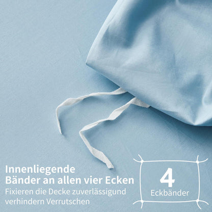 Mako Satin Bettwäsche Set 220x240 Hellblau – Weich & Kühlend