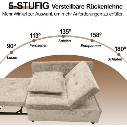 3-in-1 Schlafsofa mit verstellbarer Lehne – Beige