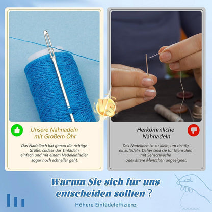 Nähnadel Set 30 Stück – Große Öhr Nadeln zum Nähen & Basteln