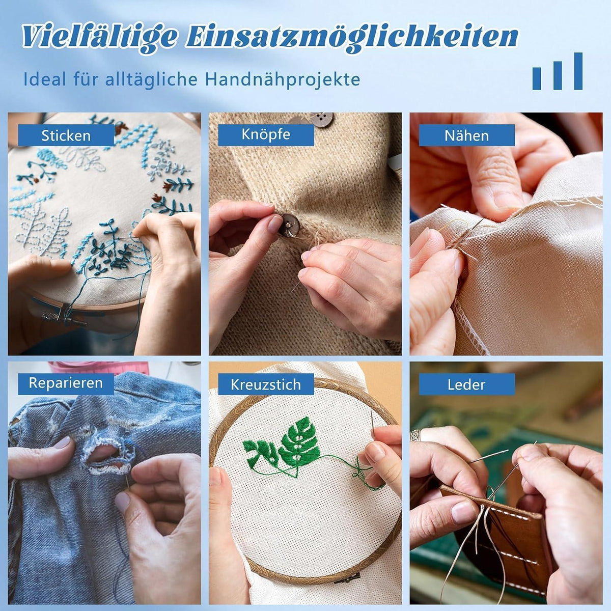 Nähnadel Set 30 Stück – Große Öhr Nadeln zum Nähen & Basteln