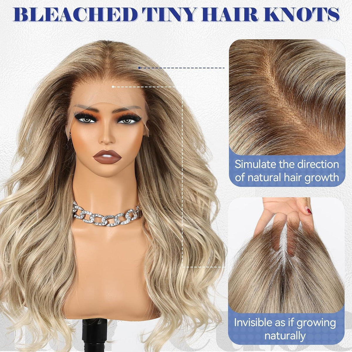 24 Zoll Aschblond Lockenperücke mit 13x6 Spitze