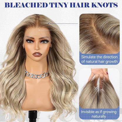 24 Zoll Aschblond Lockenperücke mit 13x6 Spitze