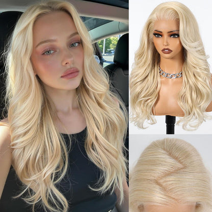 Platinblond Lockenperücke 24 Zoll 13x6 HD Spitze