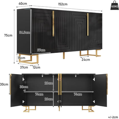 Geometrischer Schrank mit 2 Türen – Sideboard & Kommode Schwarz