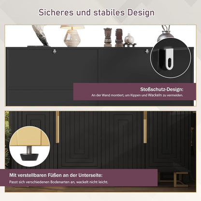 Geometrischer Schrank mit 2 Türen – Sideboard & Kommode Schwarz