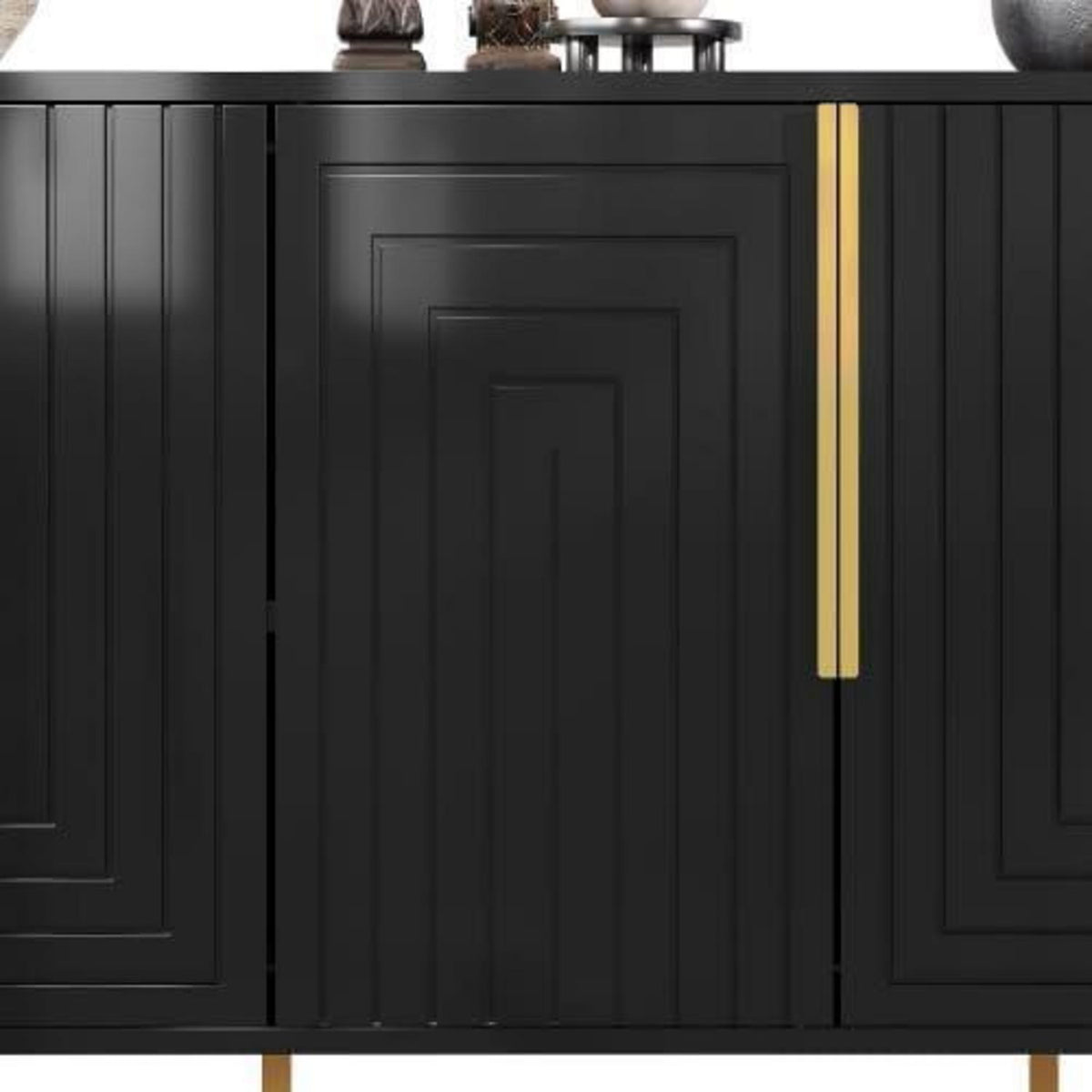 Geometrischer Schrank mit 2 Türen – Sideboard & Kommode Schwarz