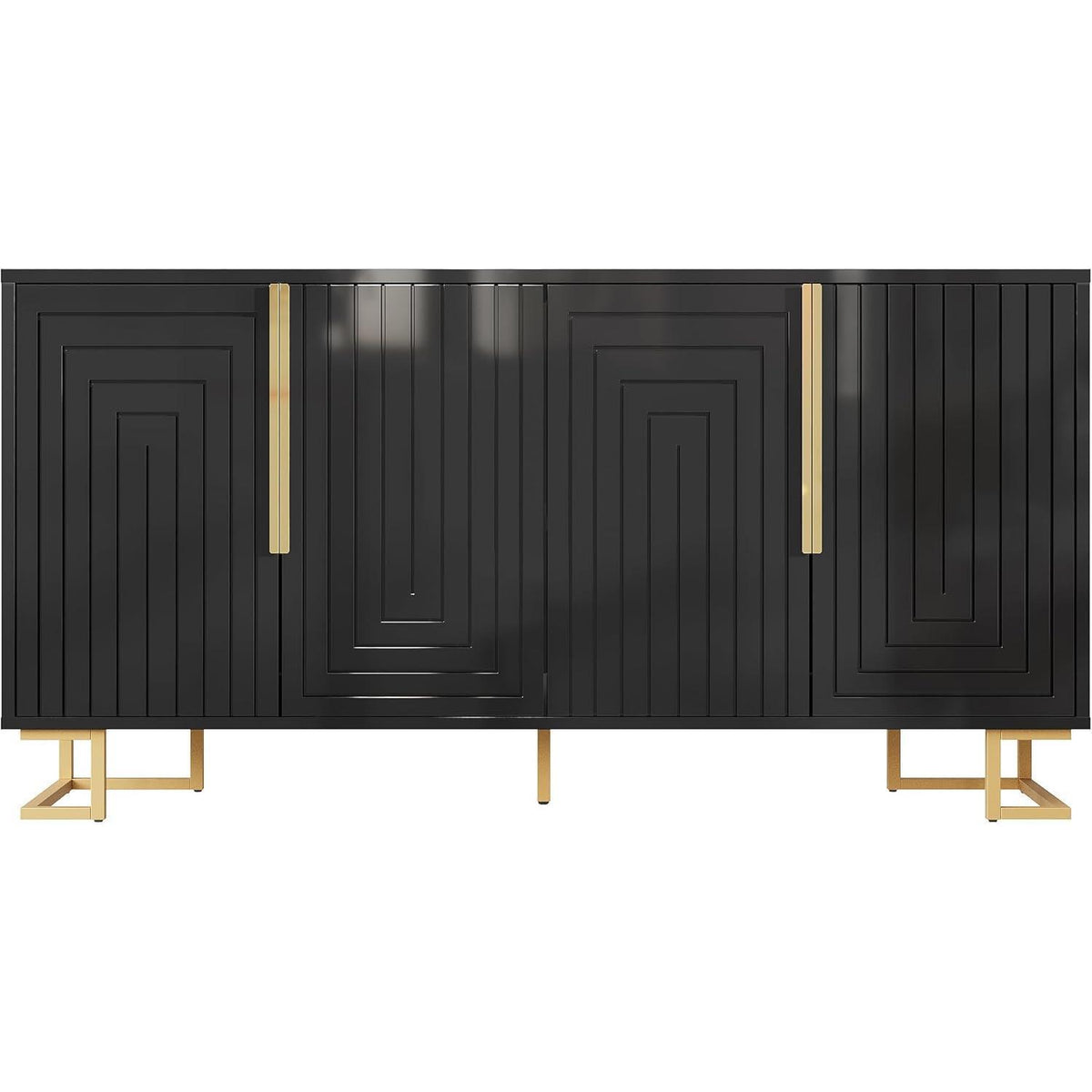 Geometrischer Schrank mit 2 Türen – Sideboard & Kommode Schwarz