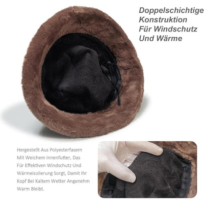 Warmer Damen Fischerhut Winter Vintage Faltbar Fleecegefüttert