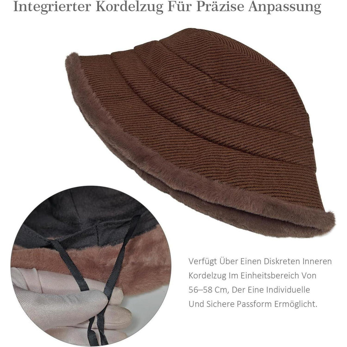 Warmer Damen Fischerhut Winter Vintage Faltbar Fleecegefüttert