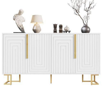 Geometrischer Schrank mit 2 Türen – Weiß, 152x40x75cm