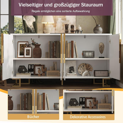 Geometrischer Schrank mit 2 Türen – Weiß, 152x40x75cm