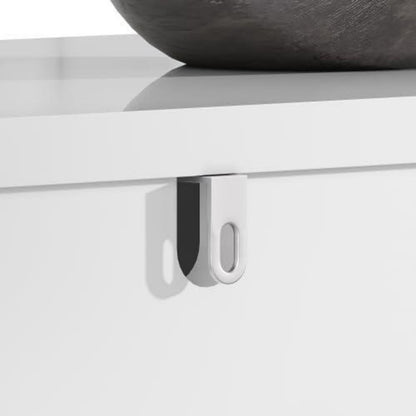 Geometrischer Schrank mit 2 Türen – Weiß, 152x40x75cm