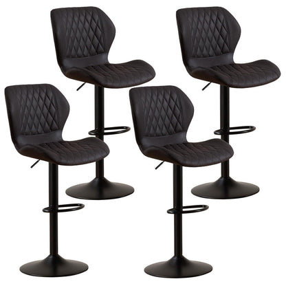 Barhocker mit Lehne, höhenverstellbar, 4er Set Schwarz
