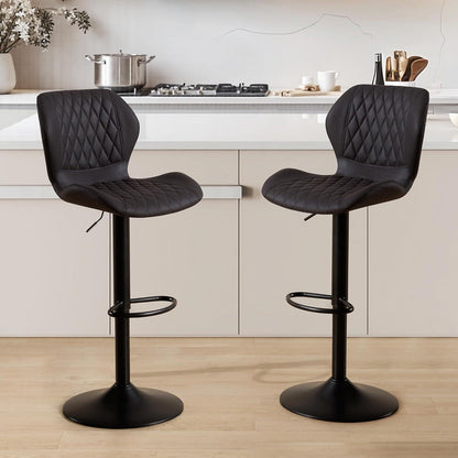 Barhocker mit Lehne, höhenverstellbar, 4er Set Schwarz