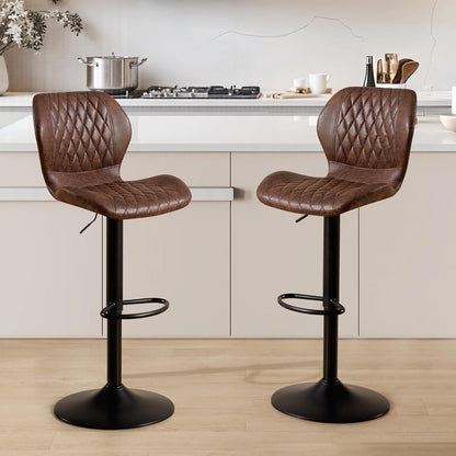 Barhocker mit Lehne, Höhenverstellbar, Braun (4er Set)