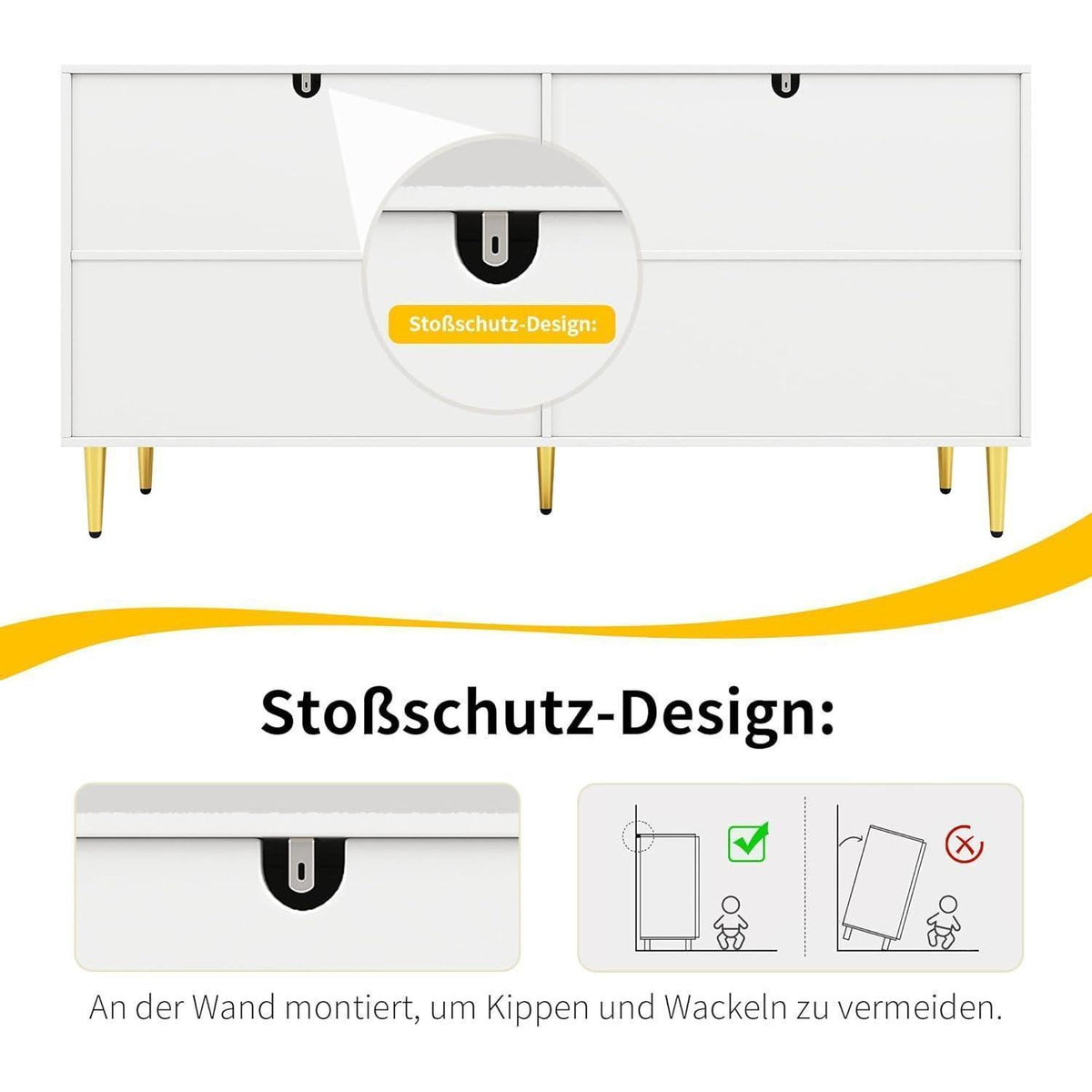 Flur Schrank mit Türen & Kippschutz – Schmale Kommode für Zuhause