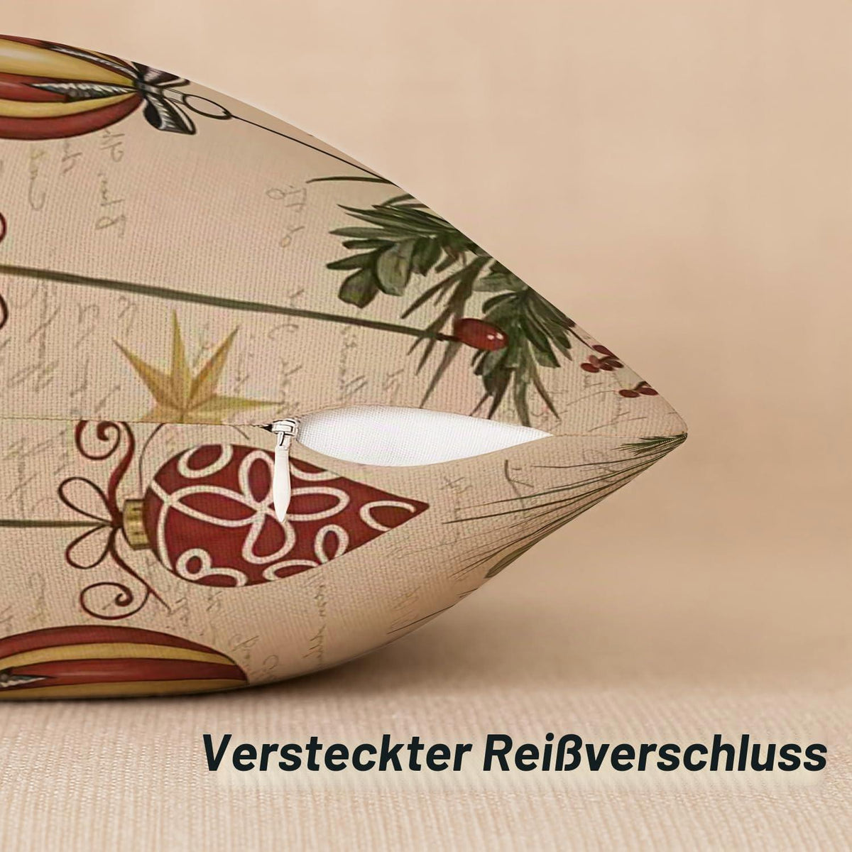 2er Set Winter Weihnachten Kissenbezüge 40x40 cm - Grüne Pflanzen Deko