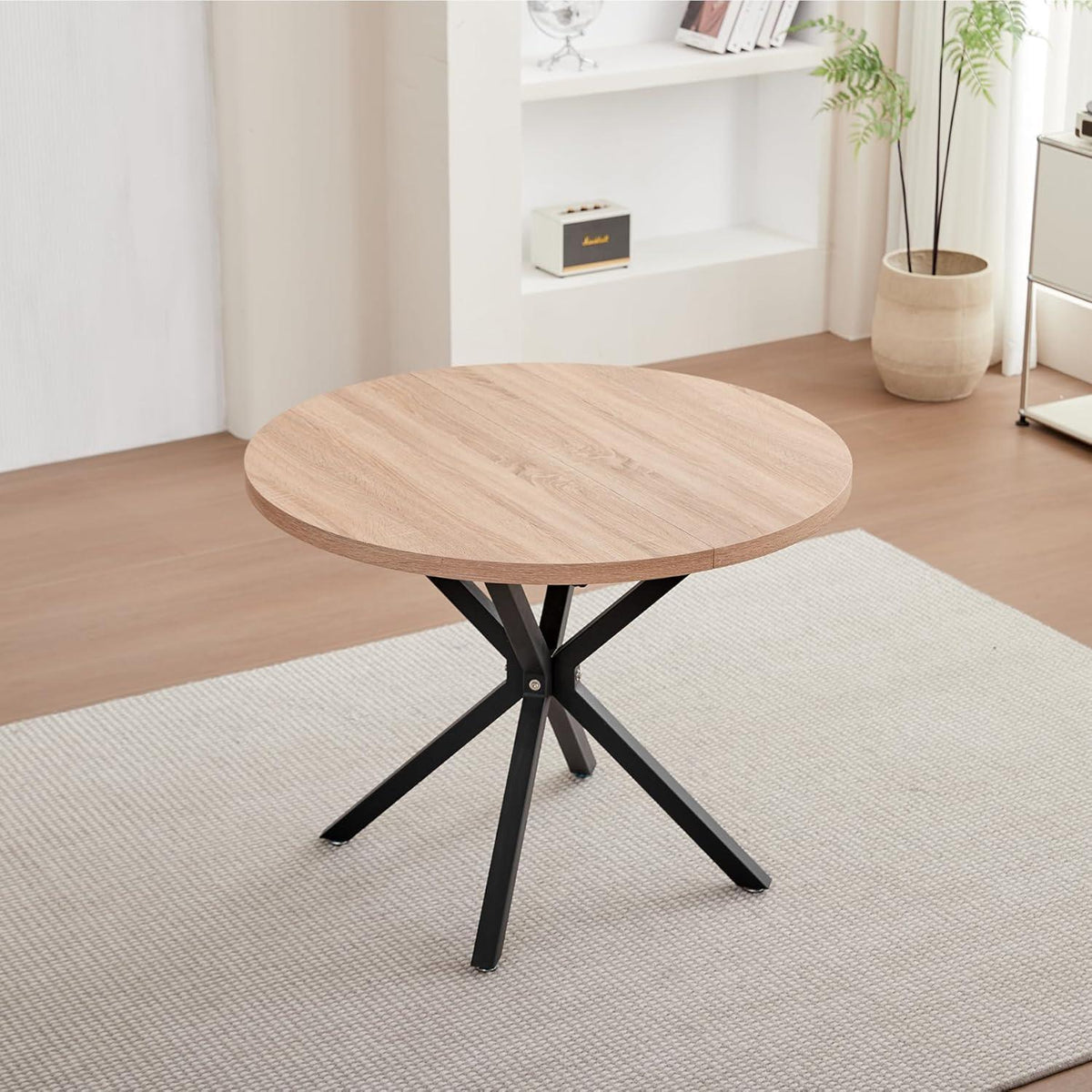 Runder Esstisch Set Holz 100x100cm mit 4 Stühlen Khaki