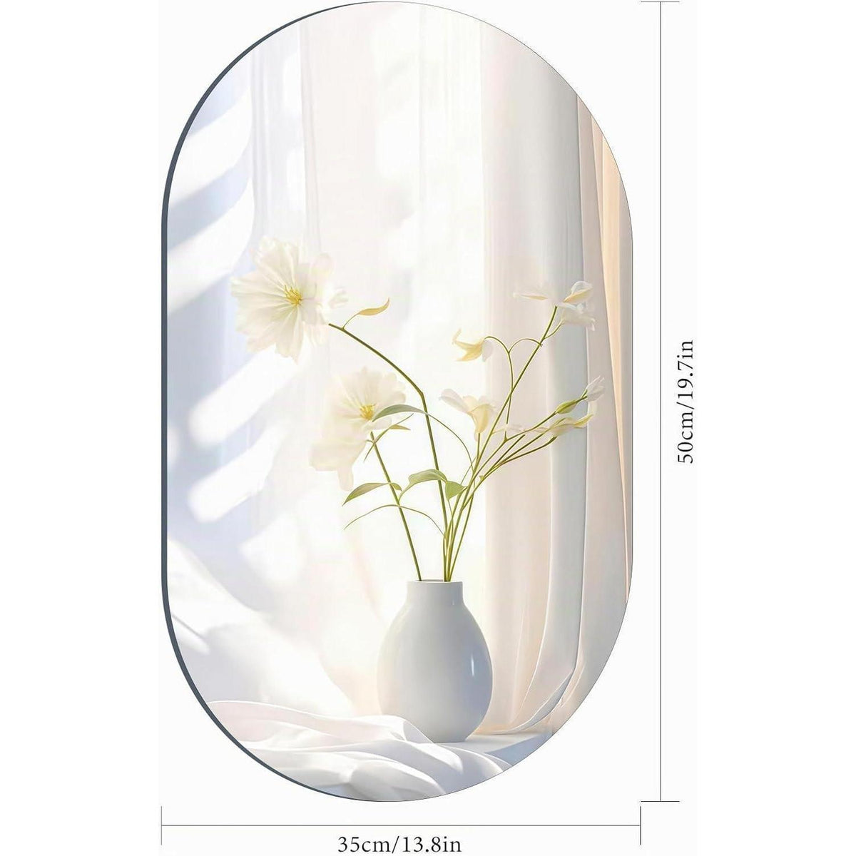 TSKDKIT Klebespiegel Oval 50x35cm – Rahmenloser Wandspiegel
