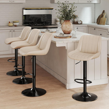 Drehbare Barhocker Set 3er – Höhenverstellbar, Beige