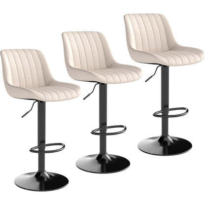 Drehbare Barhocker Set 3er – Höhenverstellbar, Beige