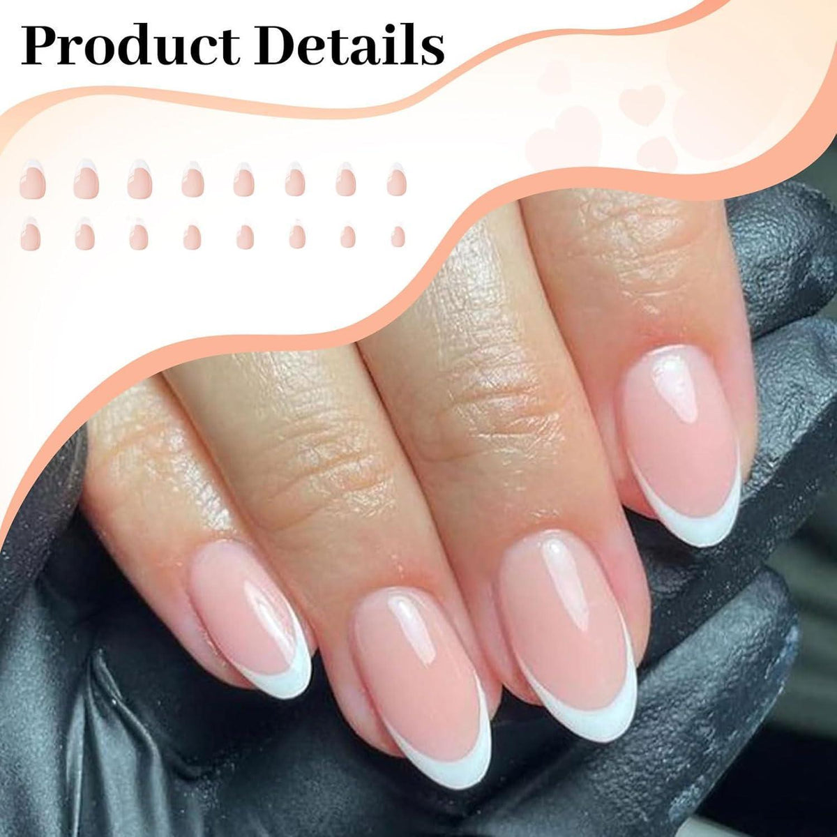 24er Set Mandel Press-on Nägel French Tip Rosa Acryl Nägel