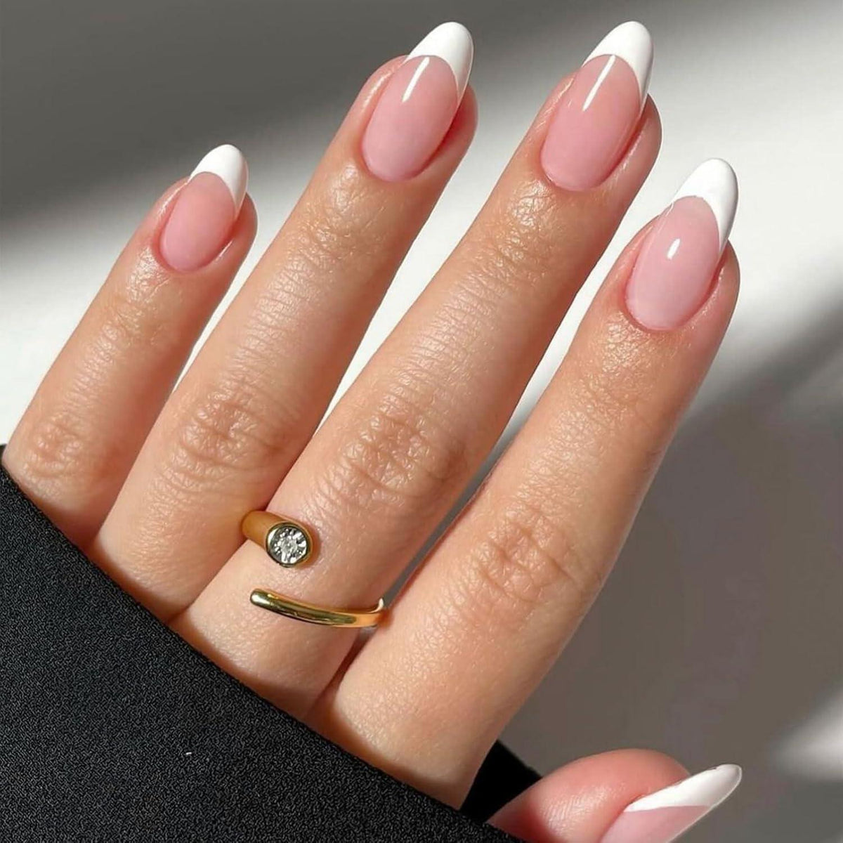 24er Set Mandel Press-on Nägel French Tip Rosa Acryl Nägel