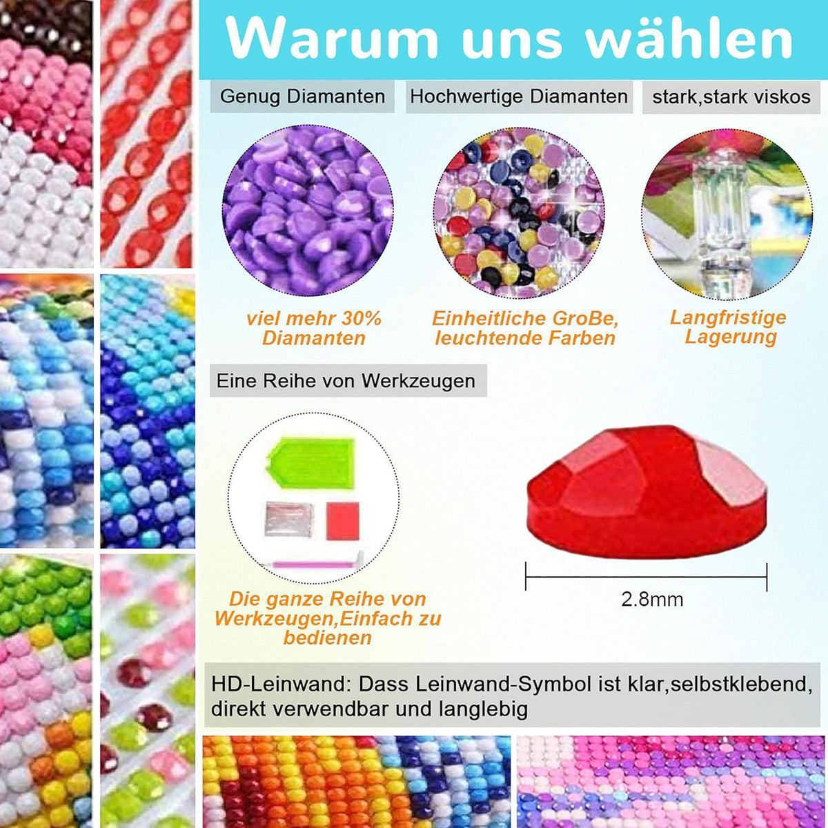 5D Diamant Painting Set für Erwachsene & Anfänger