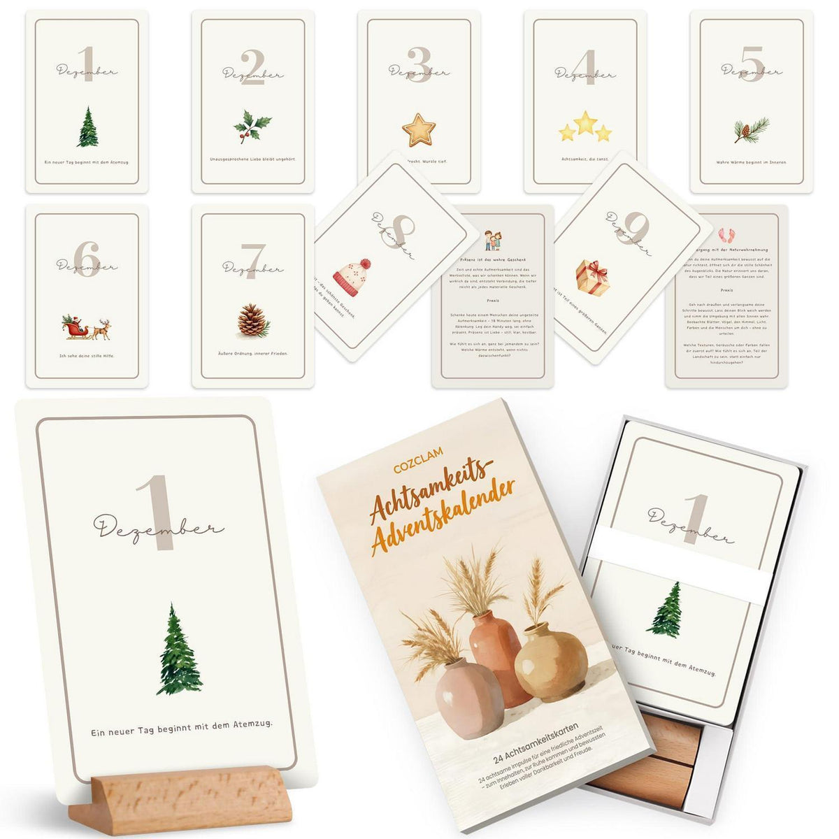 Achtsamkeits-Adventskalender für Frauen mit 24 Affirmationskarten