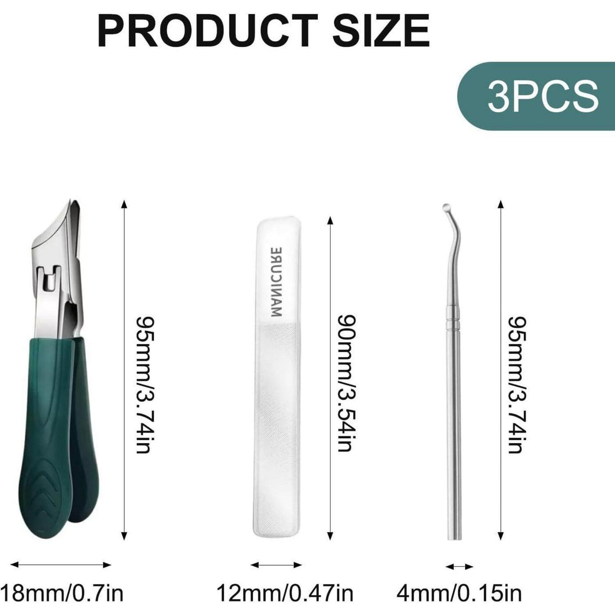 3-teiliges Nagelknipser Set für dicke & eingewachsene Nägel