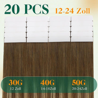 Echthaar Tape Extensions Ombre Blond 45cm