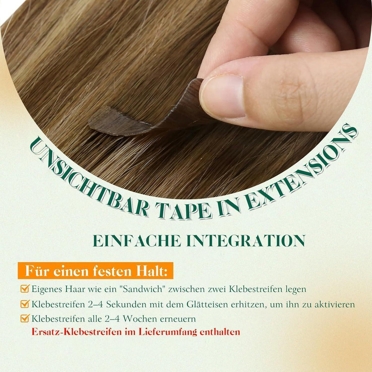 Echthaar Tape Extensions Ombre Blond 45cm