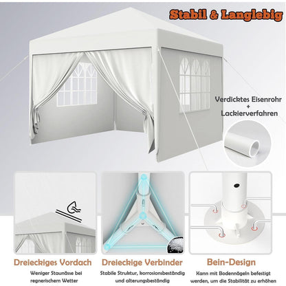 3x6m Wasserdichter Gartenpavillon mit Seitenteilen & Fenstern