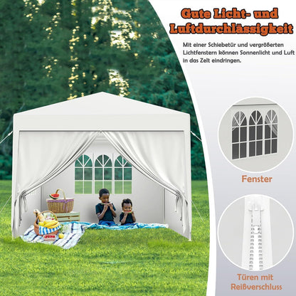 3x6m Wasserdichter Gartenpavillon mit Seitenteilen & Fenstern